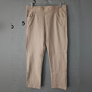 Ginasy pull on Capri khaki cropped pants button Size Xl Rayon,Spandex,Nylon